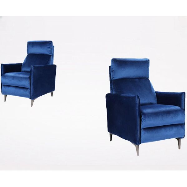 Vintage Blue Velvet Pull Out Bed Sofas Recliner Single Sofa Living Room Office