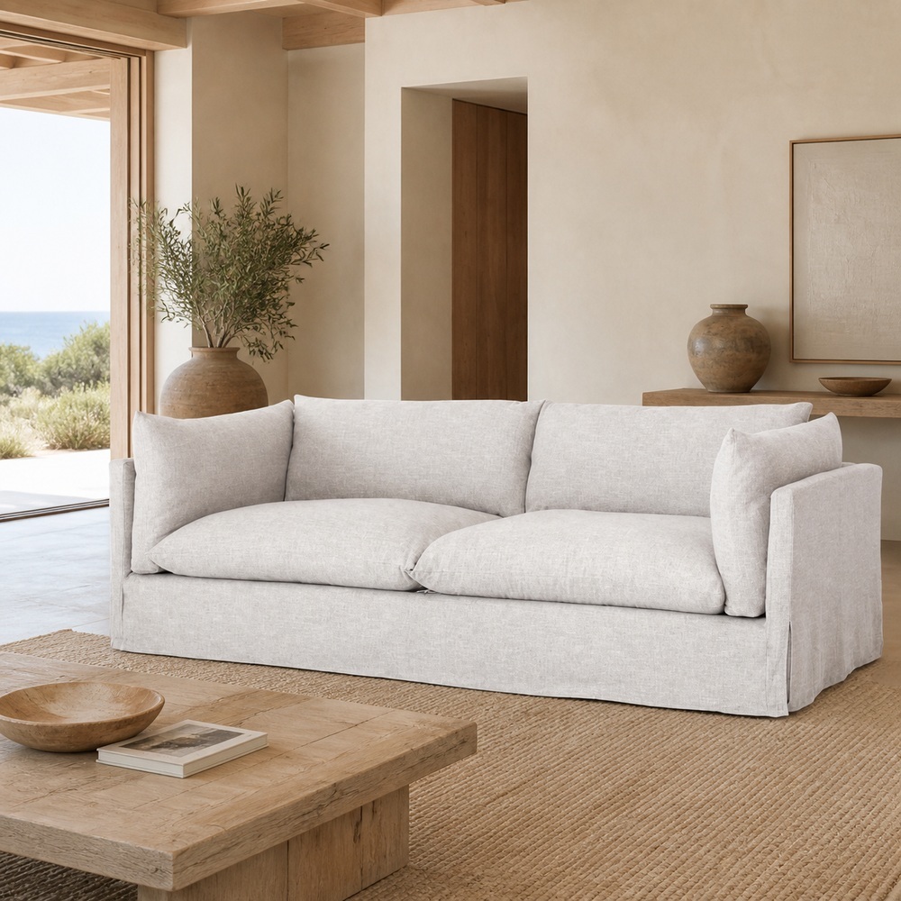 Coastal Contemporary 3-Seater Slipcovered Sofa SF-004