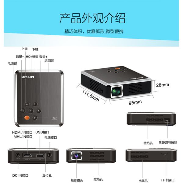 Home Mini Projector/Office M-business High definition/Outdoor Sport Portable Projector