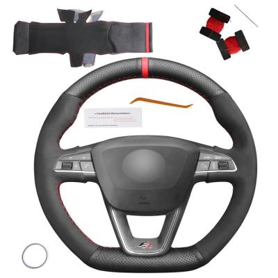 Suede Steering Wheel Cover for Seat Leon Cupra R Leon ST Ateca FR Ibiza 2013 2014 2015