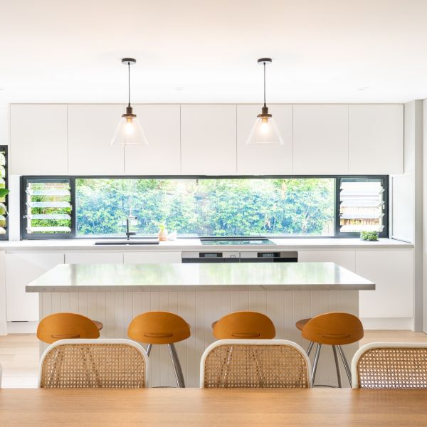 Indoor L Shape Melamine Kitchen Cabinet With Island 18mm HMR