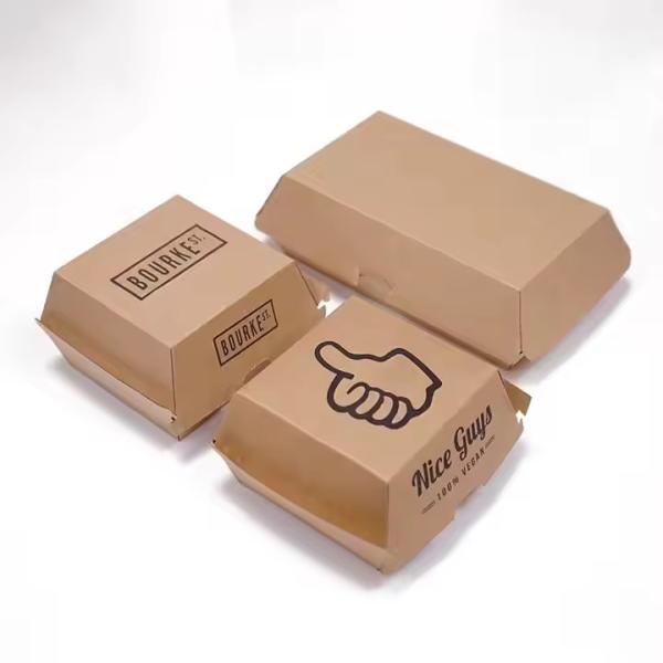 Boîte à hamburgers Kraft recyclable écologique personnalisée avec impression en relief et revêtement approuvé par la FDA