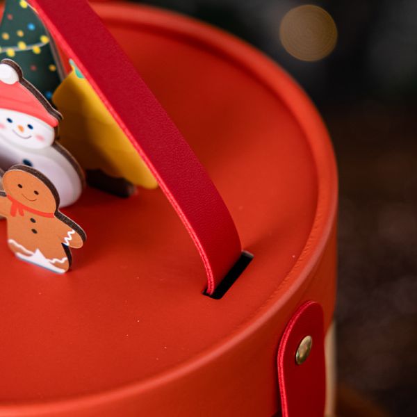 Bolsas de regalo de Navidad de papel redondo de cilindro creativo personalizado Tubo de embalaje con mango