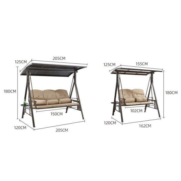 Outdoor Leisure Facilities 3 Person Metal Outdoor Patio Swing With Canopy