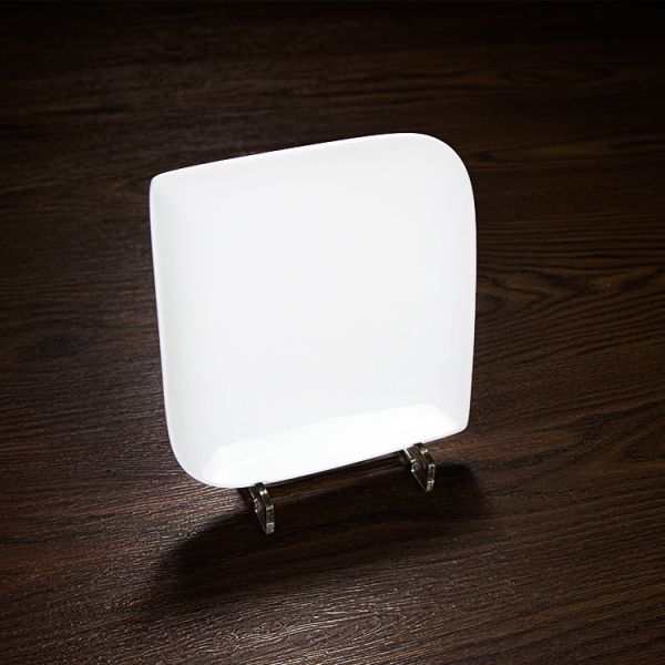 White Porcelain Plates Square Salad Pasta Plate Ceramic 8 Inch