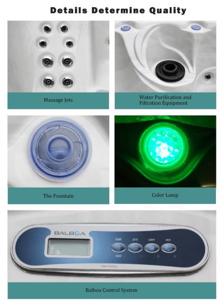Bañera de hidromasaje acrílica para 5 personas, sistema Balboa para spa al aire libre, bañera de hidromasaje con inmersión en frío