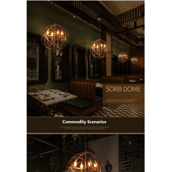 American Retro Industrial pendant light Iron Ball 4*E14 Bulb Loft Creative Home round pendant light(WH-VP-124)