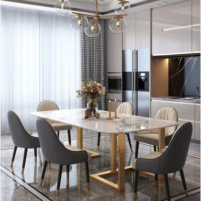 High Hardness Italian Marble Top Dining Set Rectangle Dining Table And Chairs