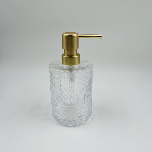 4pcs Glass Bathroom Accessories Set Clear With Round Shape Ribbed Stripe
