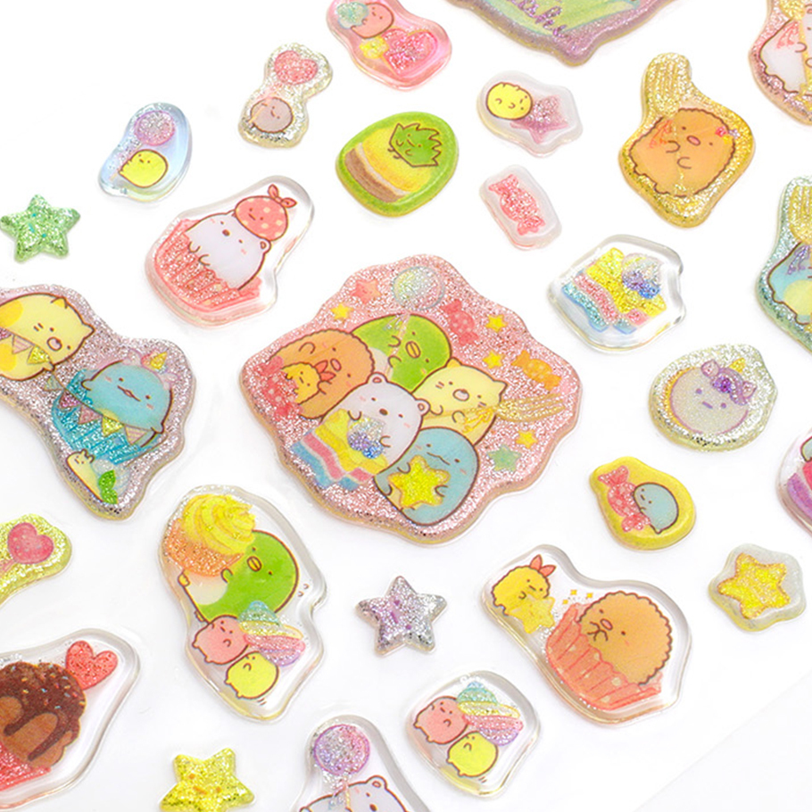 Clear Personalized Candy Stickers 3D Transparent Epoxy Bubble Stickers Cute Cartoon DIY Decorative