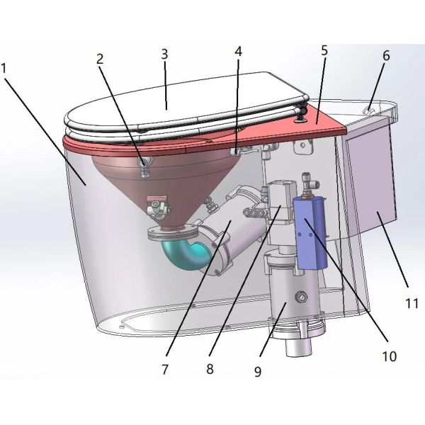 Железнодорожные запасные части Вакуумное устройство для приседания из нержавеющей стали для туалетной системы поезда