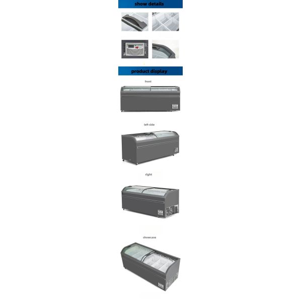 Commercial Display EU Island Chest Freezer Manual Temperature Control