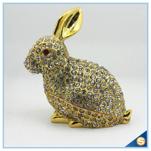 Handcraft Metal Rabbit Shape Trinket Box Full Of Rhinestone Lucky jewelry Box SCJ688-1