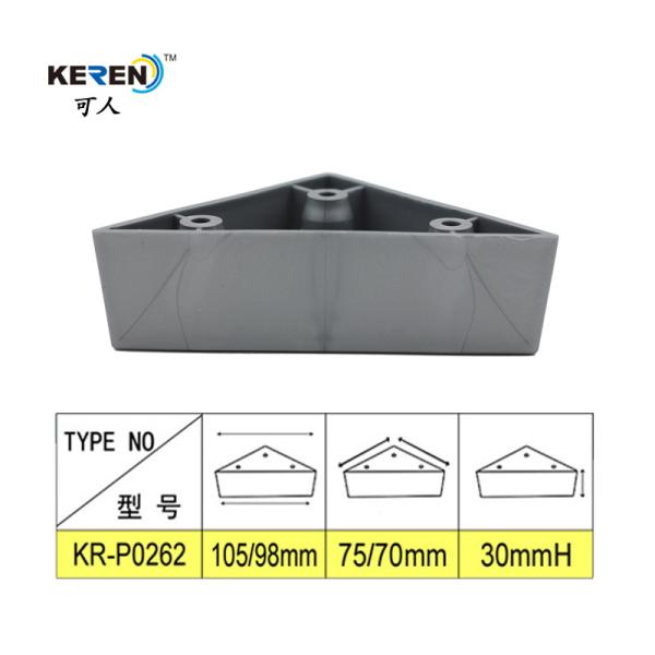 KR-P0262 Triangle Corner Plastic Sofa Legs Replacement Silver Grey 30mm Height