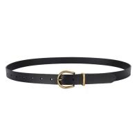 Adjustable Length 2.3cm Women's Fashion Leather Belts Metal Loop Old Gold Plating