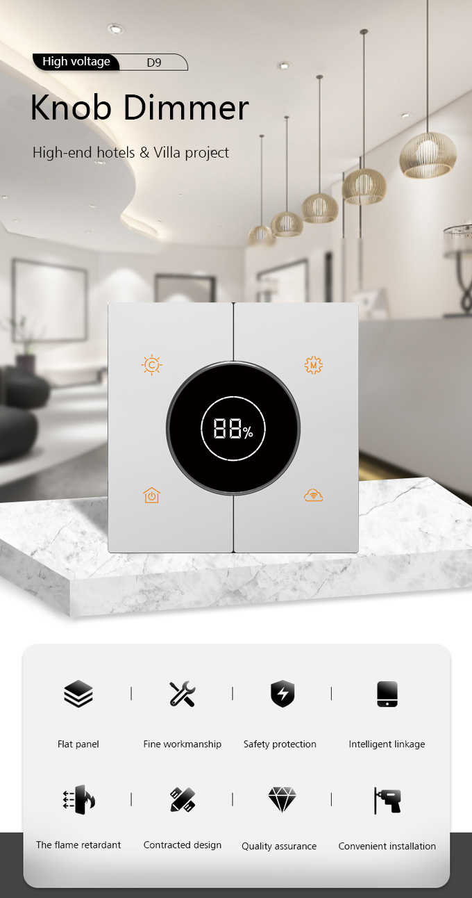Панель сплава алюминия управлением ПРИЛОЖЕНИЯ Zigbee 3,0 переключателя затемнителя стиля Konb умная