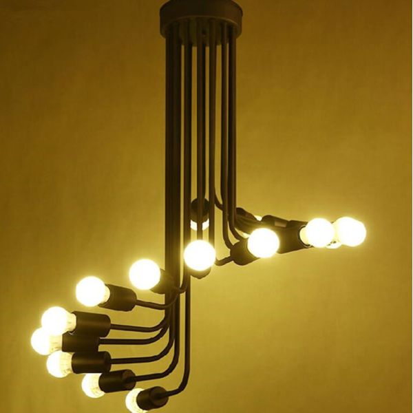 Black Staircase Pendant Lamp Multiple Retro lustre Led loft Pendant Lamp Home E27 spider lamp(WH-VP-98)