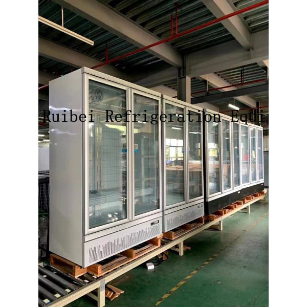 Hihg quality upright showcase glass door freezer for ice cream with led light