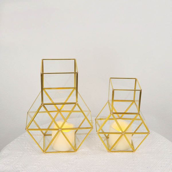 Glass greenhouse artifact creative bottle shape cooper decoration desktop storage candle lantern light cover