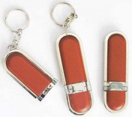 O flash de couro de USB do caso e do metal conduz 006