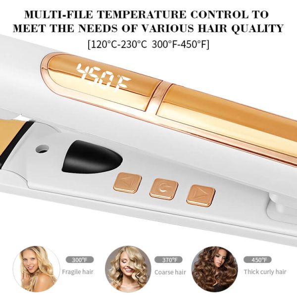 Gold Flat Iron Ceramic Tourmaline Infrared Keratin Protech Professional Hair Straightener