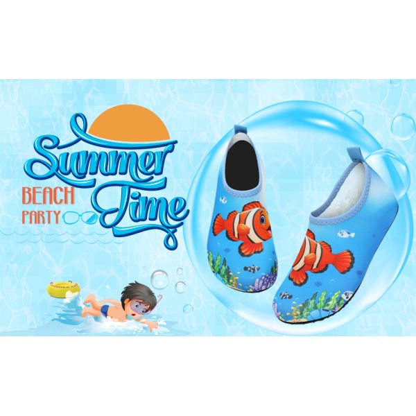 New Children'S Beach Shoes With Cartoon Soft Soles And Non-Slip Printing, Outdoor Wading And Creek Tracing Shoes, Indoor Socks And Shoe Covers