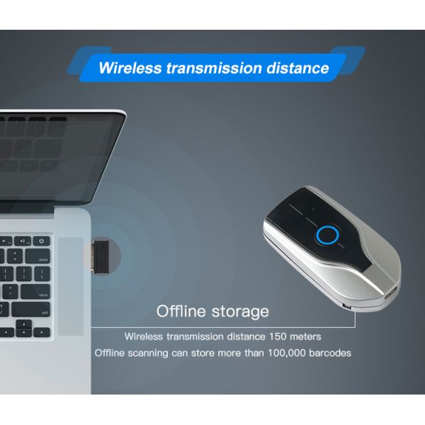 2.4GHz беспроводный CMOS Bluetooth сканер штрих-кодов 450mAh портативный мини-код-читатель