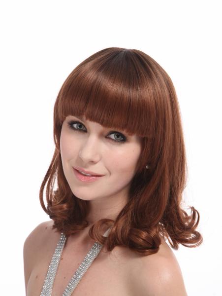 Short Curly Synthetic Hair Wigs , 6A Synthetic Curly Wigs Darker Brown