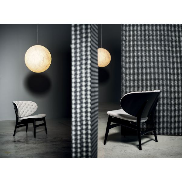 Artistic Dalma Tufted Back Chair , Wood Curved Lounge Chair Rust Treatment Steel