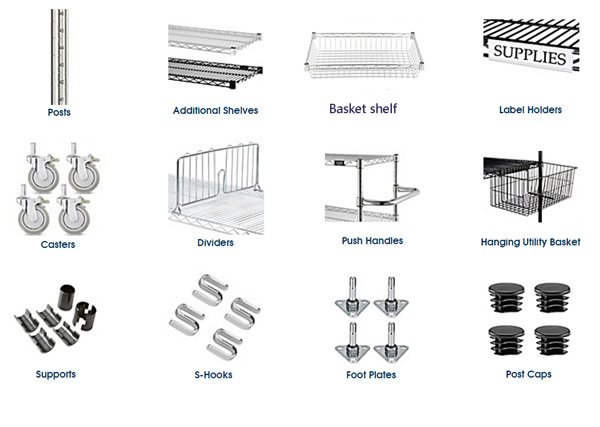 Cafeteria Commercial Wire Shelving 4 Layers Adjustable Metal Rack Dining Facility