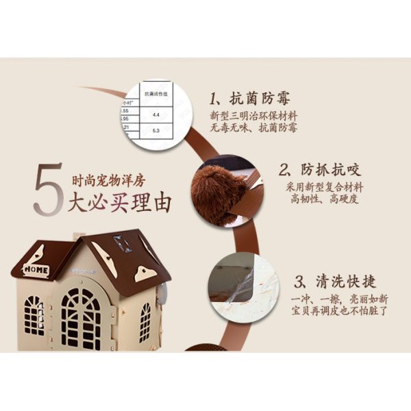 Summer Pet 022 Removable Deluxe Bungalow Villa, Teddy Dog Breathable Dog House Wholesale Color: Pink, White Red, Rice