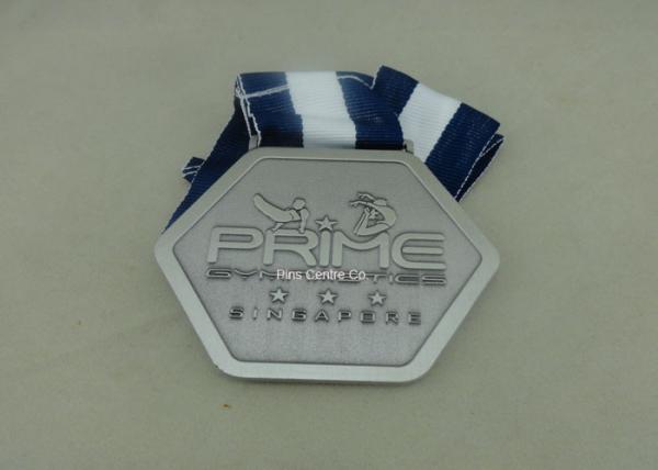 Zinc Alloy Die Casting / Die Cast Medals Antique Silver Marathon Medals