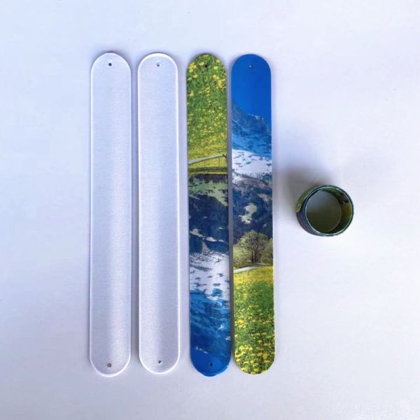 Promotional Gift Double Sided Sublimation Popping Circle DIY Steel Plate Curved Wristband