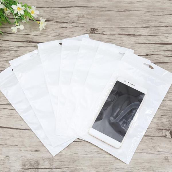 Plastic zipper bag with one side clear for cables phone case packing