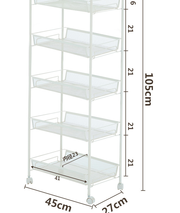 20kg Bearing Vegetable Rack Trolley , SS 4 Tier Storage Trolley