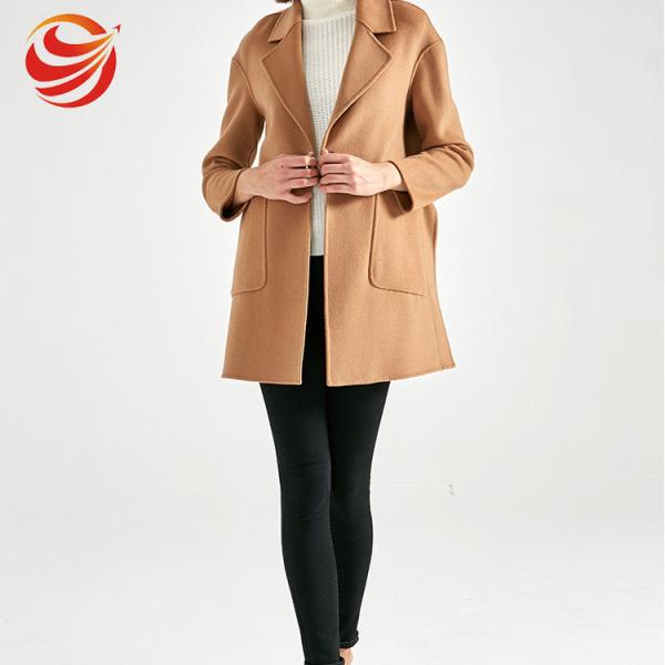 Formal Single Breasted Winter Camel Wool Coat For Ladies Fashion Style