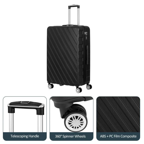 Durable Silent Wheels 5 Piece Luggage Set Hard Shell 12/14/20/24/28