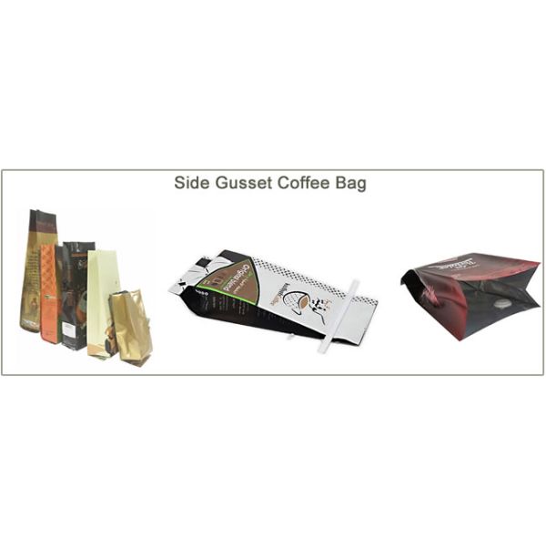 Food Grade Box Pouch Coffee Bag Custom Printed Plastic Aluminum Foil Side Gusset With Valve
