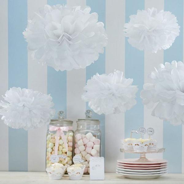 Pure White Color Tissue Paper Pom Pom for Wedding Party Decoate