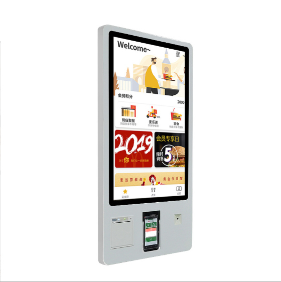 21.5 Inch Wall-Mounted Self-Service Kiosk Restaurant Order Payment System Built-In Printer Touch Screen Technology SDK