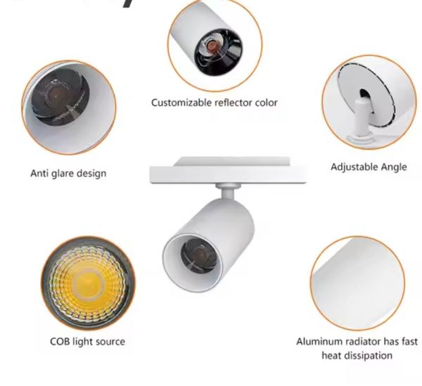 Energy Saving Aluminium Spotlights 3000K 4000K 6000K Magenetic LED Track Spot Light
