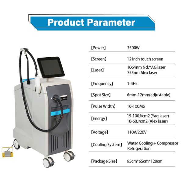 Supplier Dual Wavelength Laser Hair Removal Machine For Remove Tattoos And Pigment
