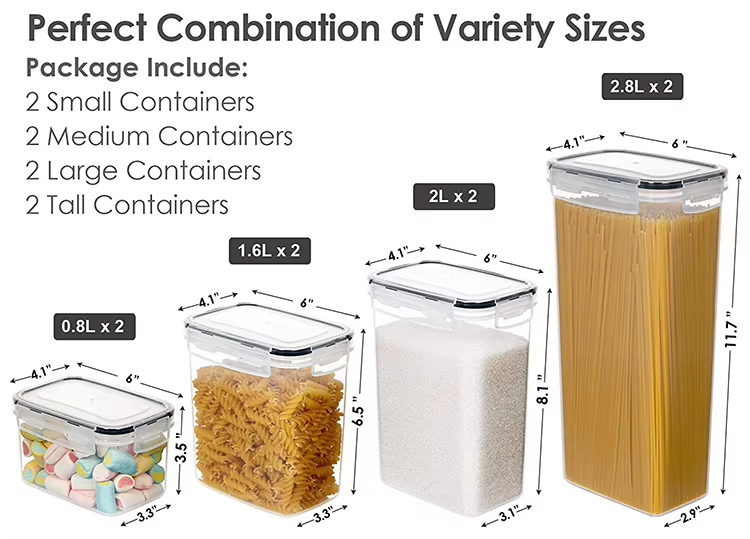 Hot Selling Kitchen Organizer Transparent Large Capacity Dry Food Plastic Storage Containers Sets