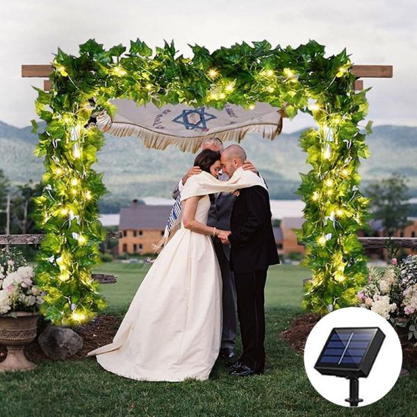 LED Solar Leaf Garland Light Outdoor Waterproof Fairy String Lights Wedding Party Christmas Garden Living Room Decor