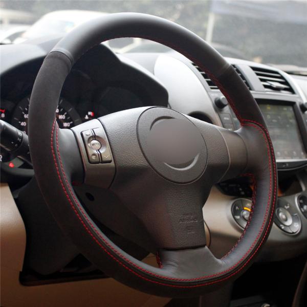 Custom Hand Stitch Leather and Suede Steering Wheel Cover for Toyota Yaris Vios RAV4 Scion XB 2006 2007 2008 2009 2010 2011 2012