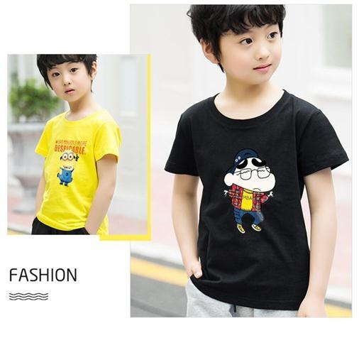 Scoop Neck Children's Style Clothing , Short - Sleeved Cotton Children T Shirt