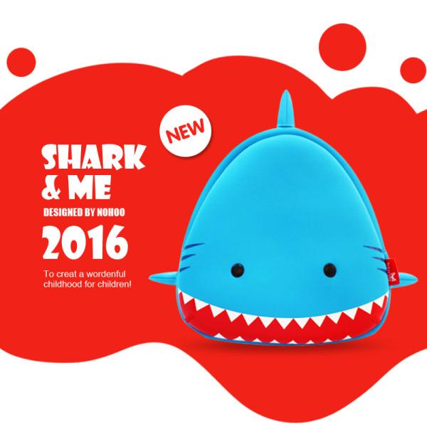 3D Cartoon Personalized Shark Backpacks For Kids Blue 10L Capacity 