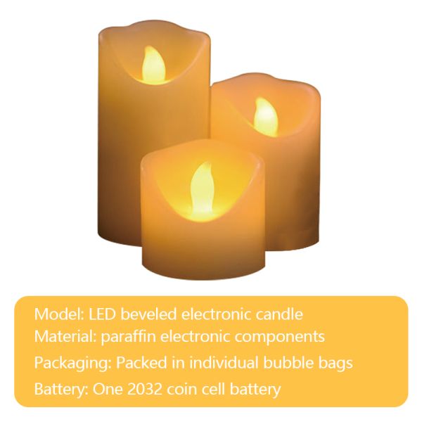3x3 Real Wax LED Candle with Flickering Flame Remote Control and Timer Function