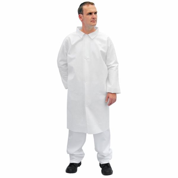Vestidos pacientes disponibles modificados para requisitos particulares del examen, capa impermeable del laboratorio del blanco