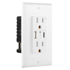 USB And Type C Charger With 15A Tamper Resistant Receptacle